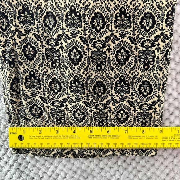 VTG Talbots Pants Women 8 Tan Black Silk Floral Trouser Straight Leg Fully Lined - Picture 14 of 16